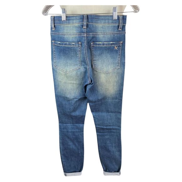 Grace & Lace Distressed Skinny Jeans Womens Frayed Hem Streetwear Hipster Size 2 - Picture 2 of 4